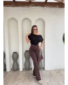 Kahverengi Çimalı Tayt Pantolon