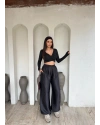 Siyah Saten Barrel Fit Pantolon