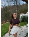 Kahverengi Nakışlı Balon Crop