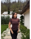 Kahverengi Puantiyeli Astarlı Bluz