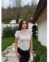 Beyaz Puantiyeli Astarlı Bluz