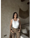 Beyaz Bisiklet Yaka Sırt Dantel Crop