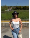 Beyaz Taşlı ip Askılı Bodysuit
