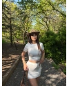 Beyaz Güpürlü Modal Etek Takım