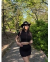 Siyah Güpürlü Modal Etek Takım