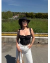 Siyah Poplin Korse Detay Crop