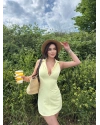 Sarı Polo Yaka Double Kumaş Mini Elbise