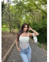 Sarı Güpür Detay Bodysuit