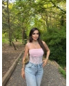 Pembe Güpür Detay Bodysuit