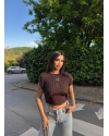 Kahverengi Kolyeli Üçlü Bürümcük Crop