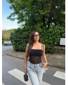 Siyah Güpür Detay Bodysuit