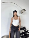 Beyaz Güpür Askılı Crop