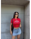 Kırmızı San Diego Baskılı Crop