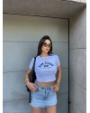Beyaz San Diego Baskılı Crop