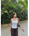 Beyaz Halter Yaka Drapeli Crop