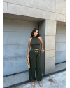Haki Halter Yaka Şalvar Takım