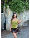 Yeşil Halter Yaka Drapeli Crop