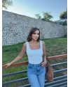 Beyaz Kare Yaka Crop