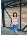 Pembe Kare Yaka Kopçalı Crop