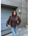 Kahverengi Dik Yaka Zra Trençkot