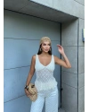 Sarı Fırfırlı Güpür Crop