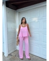 Pembe İpkyl Askılı Bluz Pantolon Takım