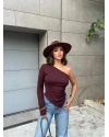 BordoTek Omuz Asimetrik Modal Crop