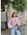 Pembe Balonkol Kot Ceket