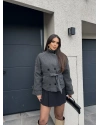 Antrasit Dik Yaka Kaşe Mont