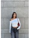 Beyaz Omuz Dekolteli Crop