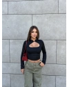 Siyah Damla Dekolteli Crop