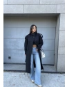Siyah Dik Yaka Premium Trençkot