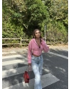 Pembe Korse Crop Hırka