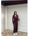 Bordo Jogger Pantolon Büstiyerli Hırka Takım