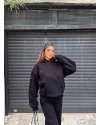 Siyah Angel Taş İşlemeli Sweatshırt
