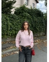 Pembe Bisiklet Yaka Crop Kazak