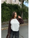 Kahverengi Çift Renk Bisiklet Yaka Sweatshırt