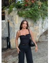 Siyah Tül Detay Balenli Bralet