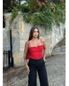 Kırmızı Tül Detay Balenli Bralet