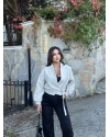 Bej Kemerli Crop Trenç Ceket