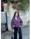 Mürdüm Kemerli Crop Ceket