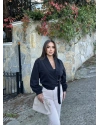 Siyah Kemerli Crop Trenç Ceket