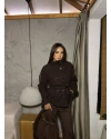 Kahverengi Dik Yaka Kaşe Mont