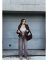Kahverengi Kemerli Wide Leg Jean