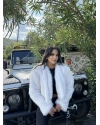 Beyaz Crop Kürk Ceket