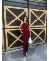 Bordo Sandy Tek Omuz Asimetrik Takım