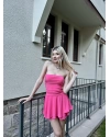Pembe Straplez Şortlu Elbise