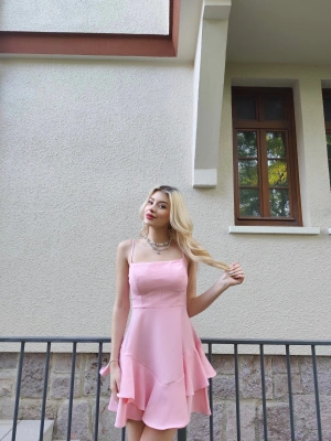 Pembe Askılı Prenses Elbise