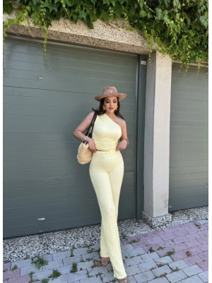 Sarı Omuz Detay Bürümcük Alt Üst Takım