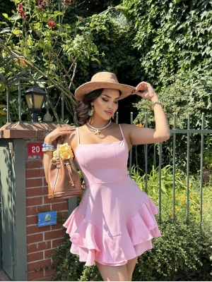 Pembe Askılı Prenses Elbise